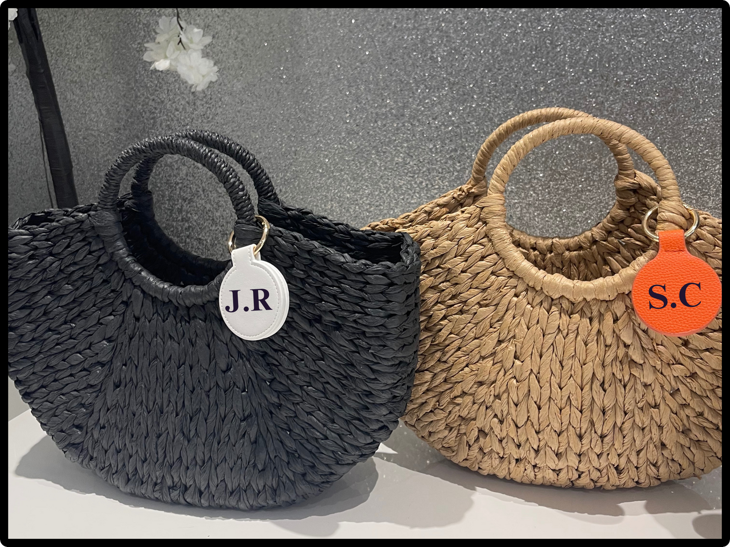 Half moon beach bag & monogram magnetic hat clip