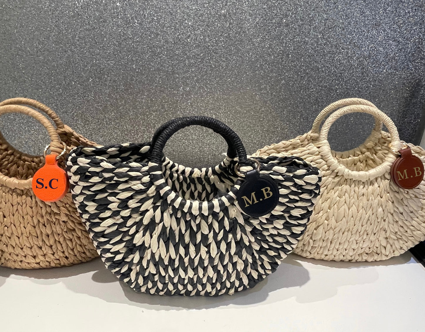 Half moon beach bag & monogram magnetic hat clip