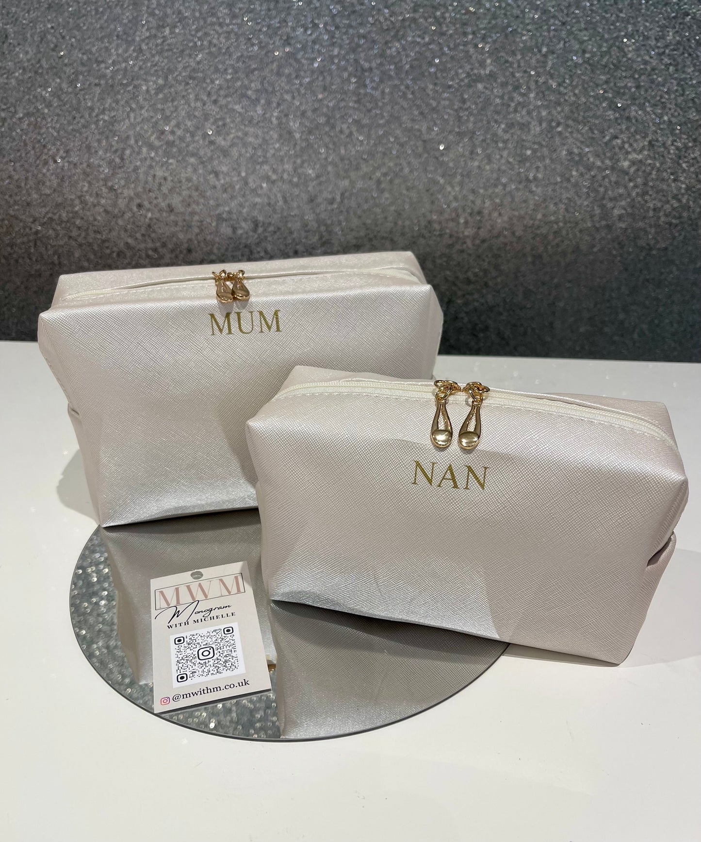 Large Splashproof saffiano leather effect makeup bags