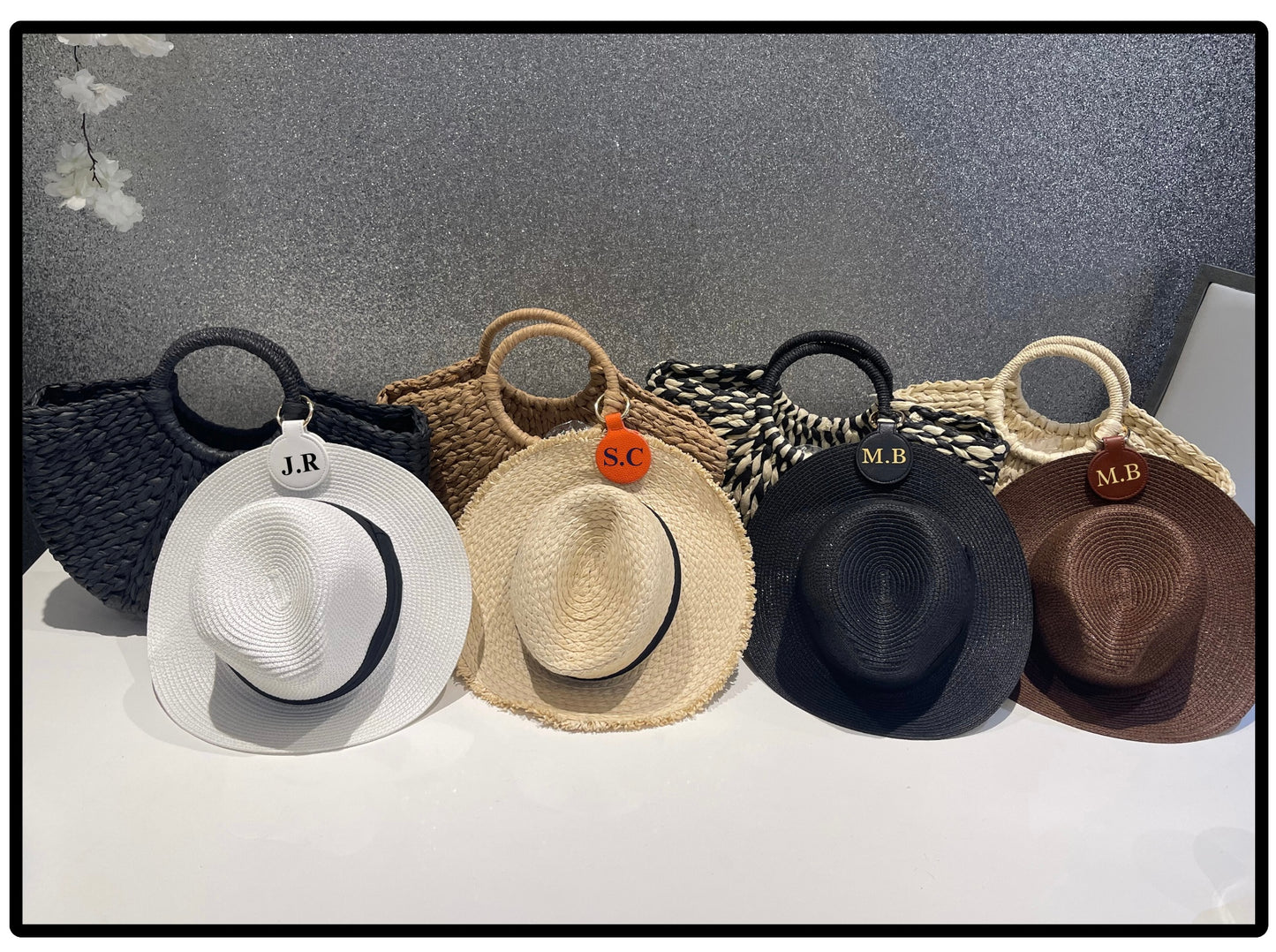 Half moon beach bag & monogram magnetic hat clip