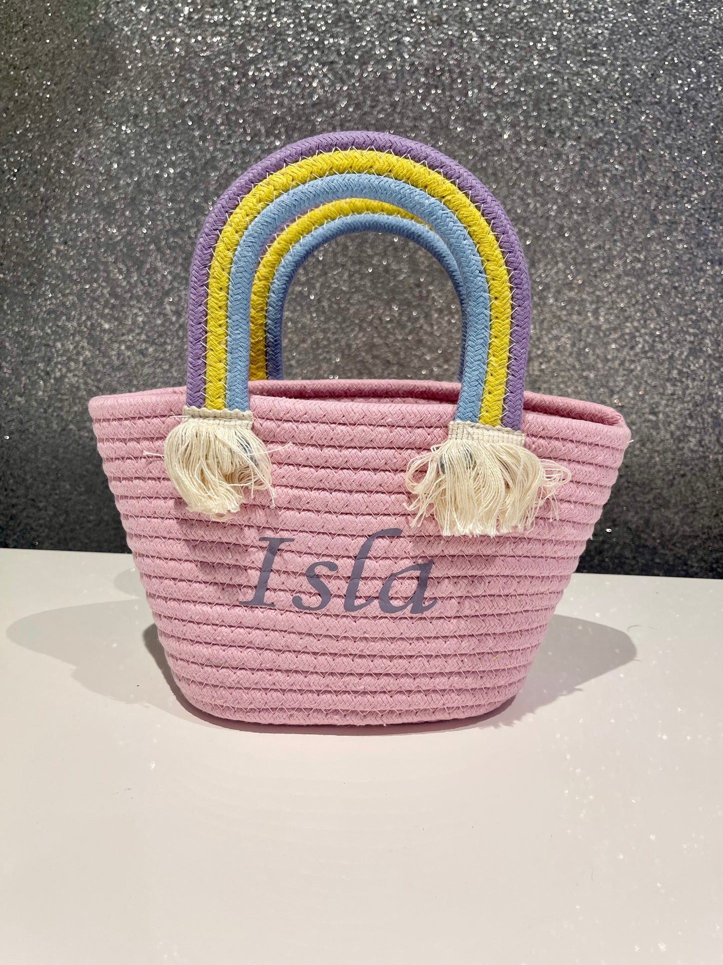 Monogram childrens rainbow baskets