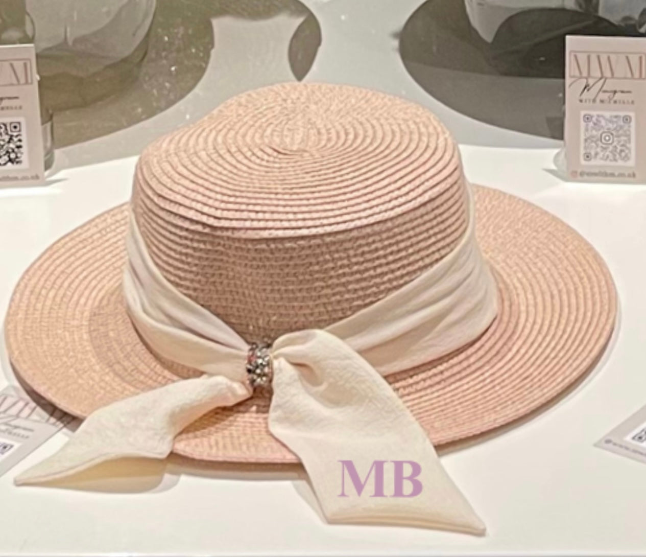 Monogram hat with bow detail at back