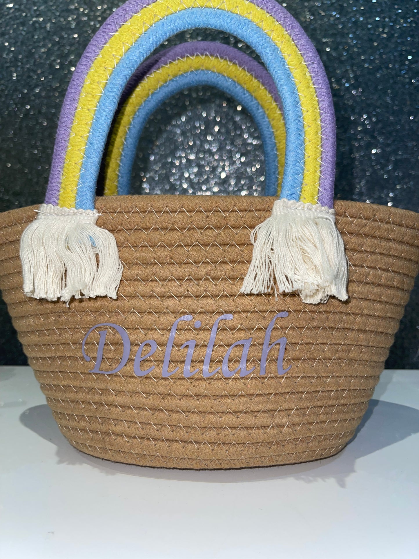 Monogram childrens rainbow baskets