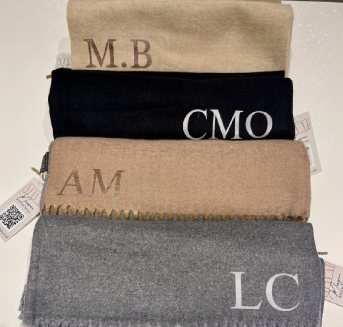 Tan two tone Monogram Scarf