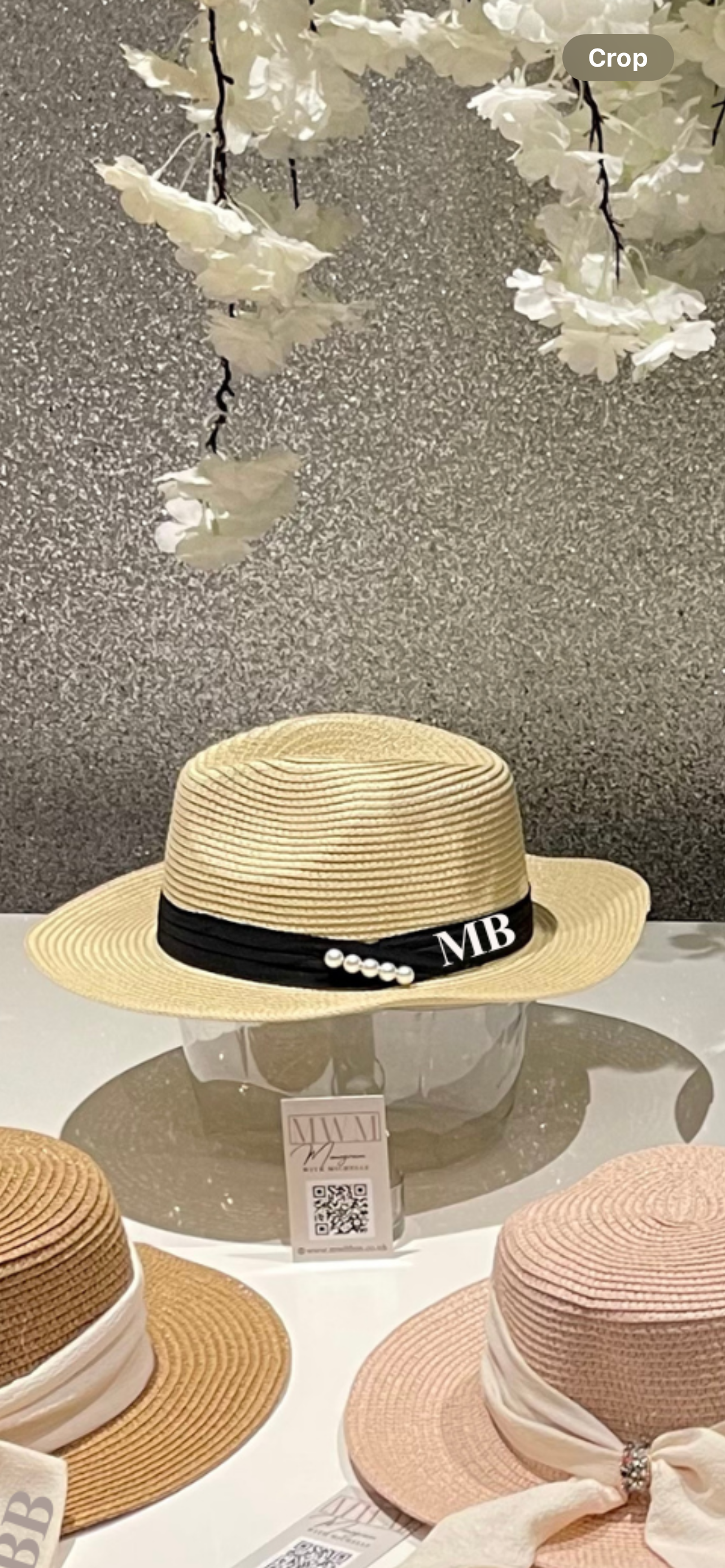 Monogram hat with pearls