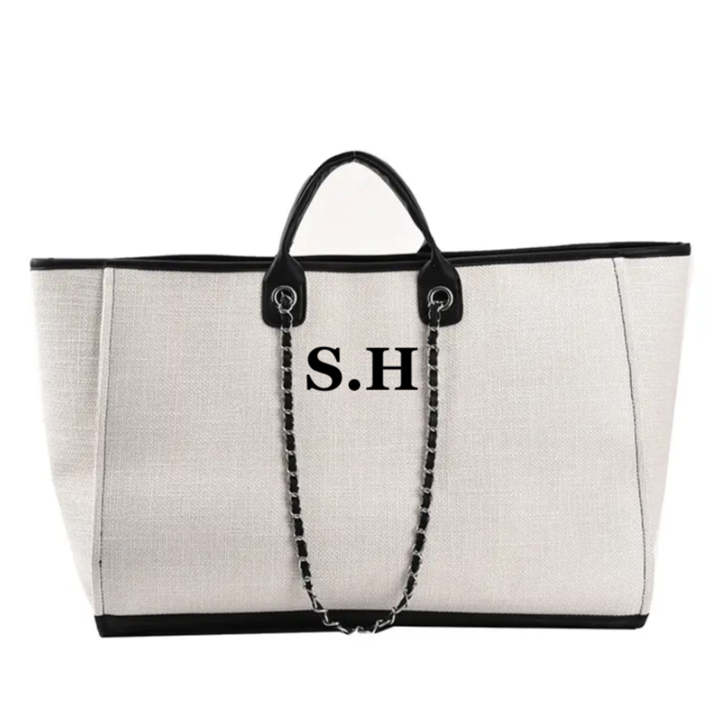 Large weekender/airport tote bag, off white