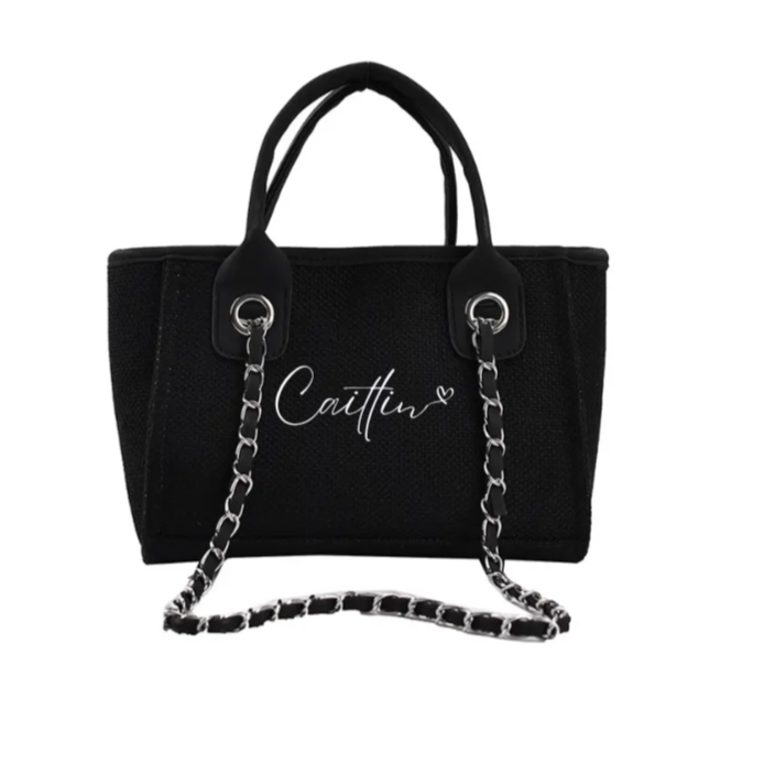 Mini signature tote bag in black