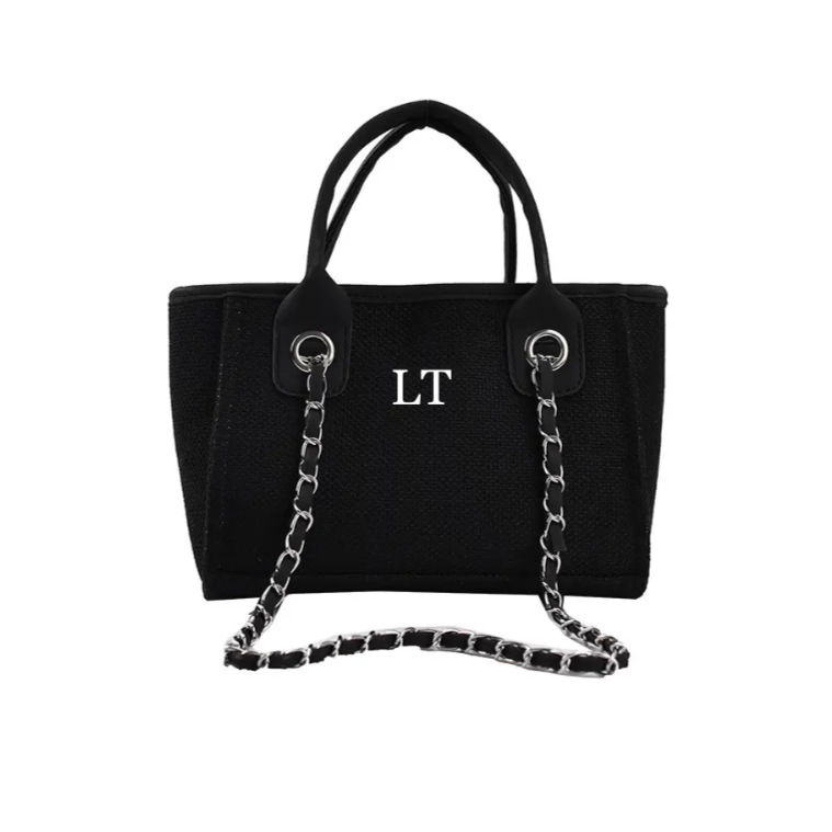 Mini signature tote bag in black