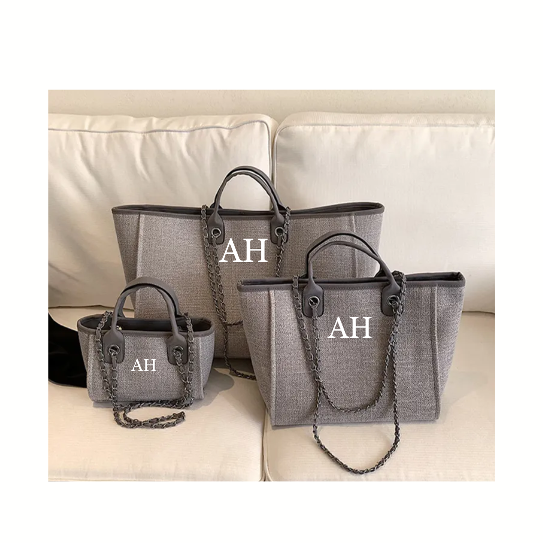 Mini signature tote bag in grey