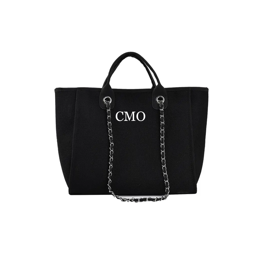 Medium signature tote bag in black