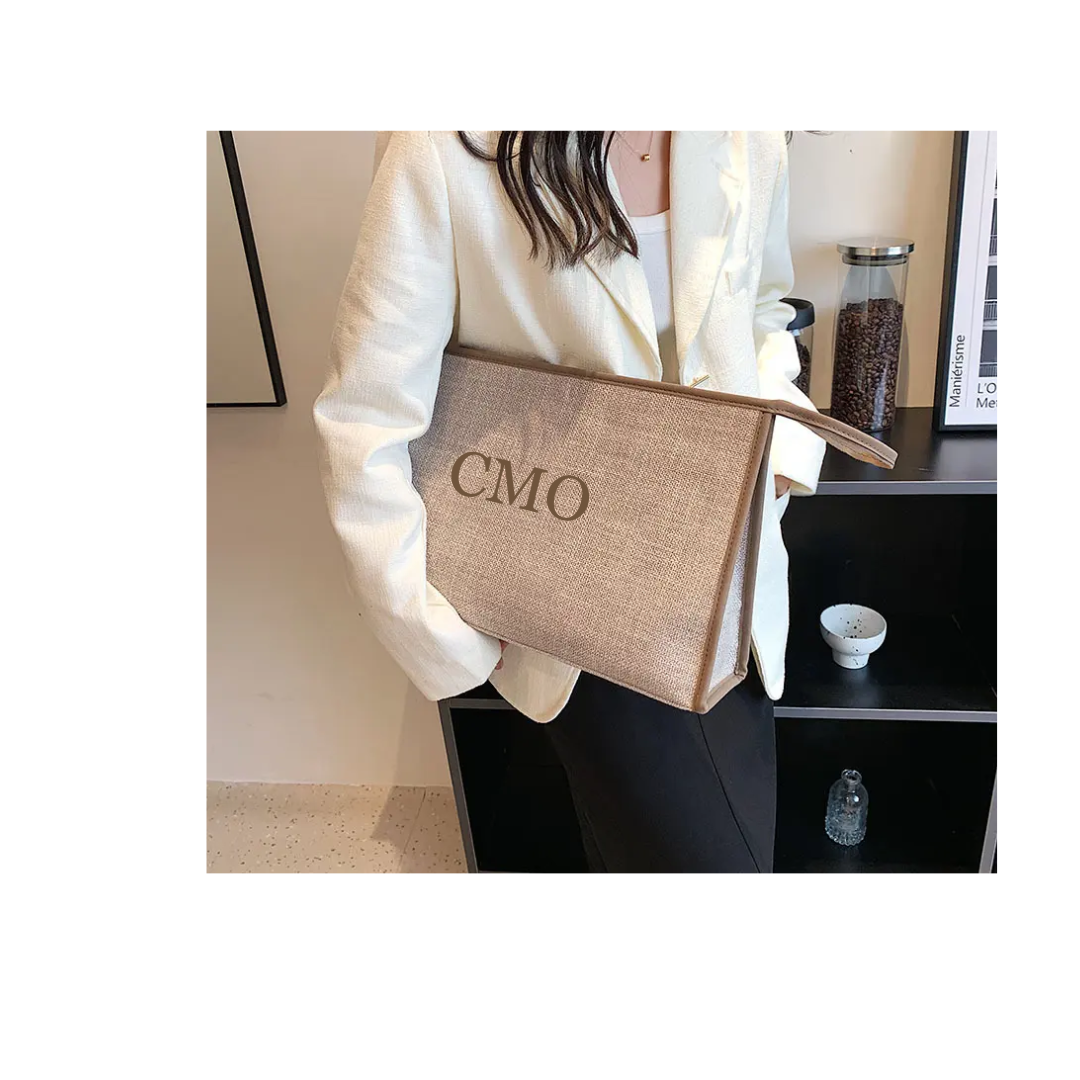 Large clutch/laptop bag in tan