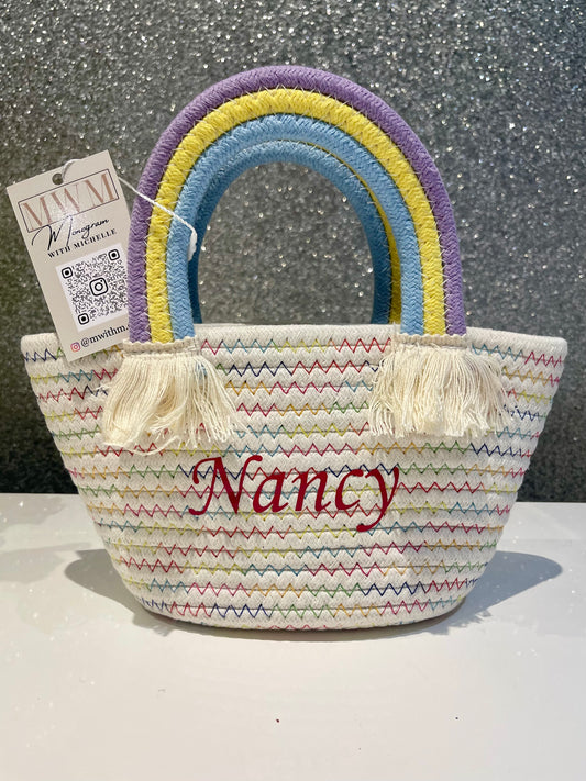 Monogram childrens rainbow baskets