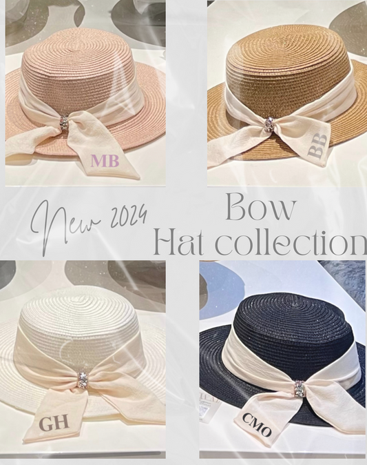 Monogram hat with bow detail at back