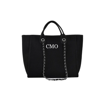 Medium signature tote bag in black