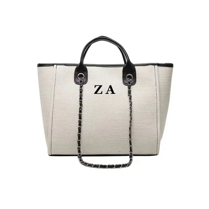 Medium signature tote bag in off white